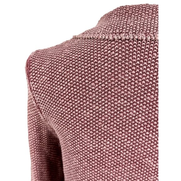 Free People Mauve Knit Sweater Cardigan Moto Jacket | Boho Coastal Grandmother M - Picture 9 of 16